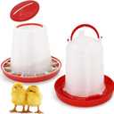 Hanging 1.5kg Chicken Feeder and 1.5L Chicken Waterer Set Kit,No Waste Plastic Automatic Chicken Feeder Waterer for Small Poultry Chicks,Quails and Birds, Outdoor Farm Equipment