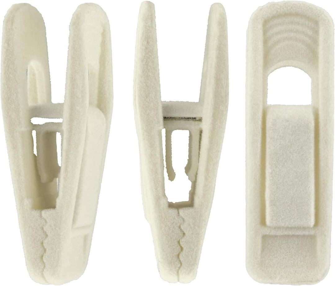 Velvet Hangers Clips, 20 Pack Ivory Pants Hanger Velvet Clips, Strong Hanger Clips Perfect for Thin Felt Hangers