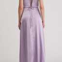 Lulus Noelle Tieback Maxi Dress Sleek Satin A-Line Scoop Neckline Lace-Up Back Adjustable Straps Elegant Gown, M