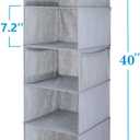 MAX Houser 5 Shelf Hanging Closet Organizer,Space Saver, Closet Hanging Shelves with (4) Side Pockets,Foldable,Light Grey