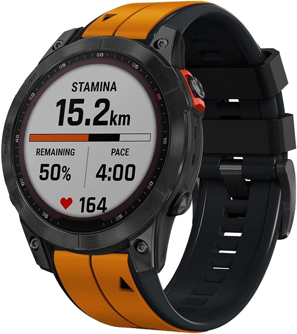 Abanen Quick Fit Silicone Watch Bands for Garmin Fenix 8 51mm / epix Pro 51mm / Instinct 2X / Instinct 3 50mm,Soft Sport Bicolor Waterproof Wristband Strap for Fenix 7X/6X/5X, Enduro