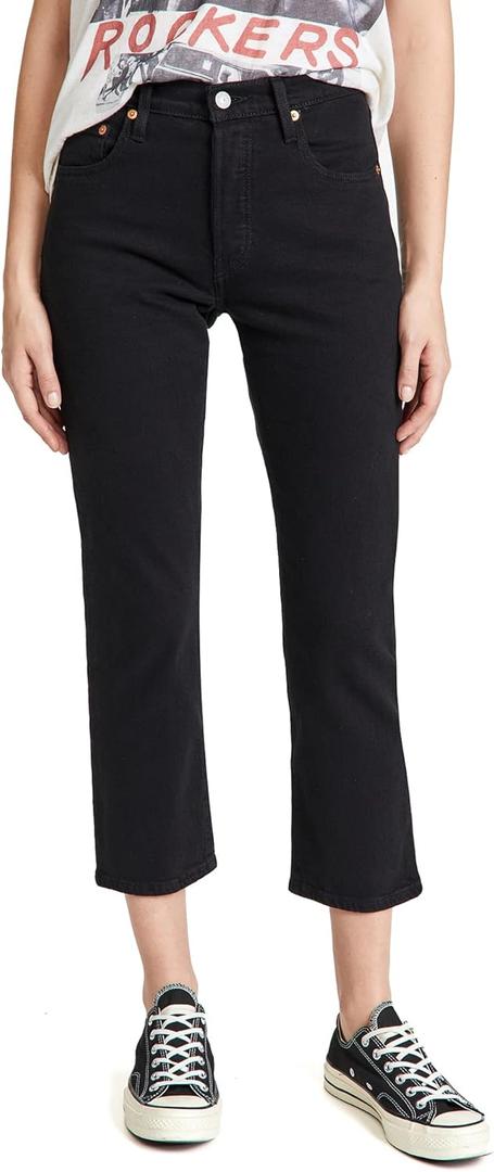 Levi's Women's Premium 501 Crop Jeans, Black Sprout, 27
