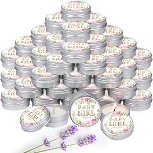 MTLEE 50 Pcs Baby Girl Shower Scented Candles Gift Travel Tin Candle Aromatherapy Candle Favors for Baby Shower Favors Wedding Gifts Compound Scent Essential Oil