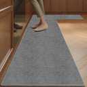 Kitchen Mats for Floor 2 Piece Washable Rugs Non Slip Kitchen Rug Sets, Absorbent Corner L Shaped Rug Runner Non Slip Kitchen Mat Set for Shower, Bathroom, Indoor Door (Grey Rug, 47“×20“+59“×20“)