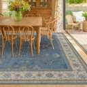 Hazo Haus Boho 7x10 Accent Area Rugs for Living Room - Dusky Blue Rug for Bedroom Under Bed, Dining Room Under Kitchen Table, Washable Soft Non Slip Unique Colorful Indoor Dcor