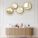 Hicarer 4 Pcs Decorative Wall Mirror Round Modern Mirror Gold Circle Mirror Wall Art Ring Metal Mirror Wall Decor Wall Mounted Mirror for Bedroom Living Room Entryway Dining Room Hallway