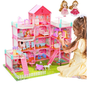 Huge Dollhouse for Girls – Large Pretend Play Doll House for Kids with Dolls, Furniture