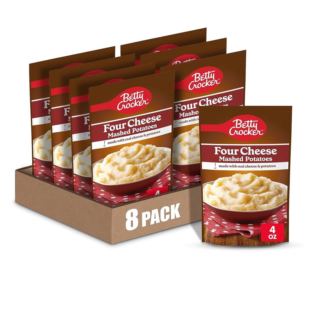 Betty Crocker Four Cheese Mashed Potatoes, 4 oz Pouches, 8 Pack