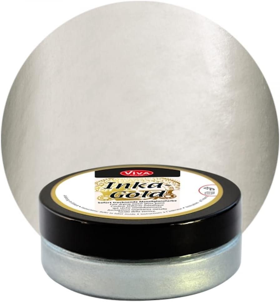 Viva Decor Inka Gold Gilding Wax2.3 oz (Silver) - Easily Applicable, Wax-Based Metallic Polishing Paste. Quick-Drying Metal Shine, High Gloss Effects for DIY. Decor Paste for Wood, Clay & Terracotta