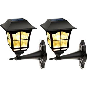 MAGGIFT 2 Pack Solar Wall Lantern Outdoor, Exterior Waterproof 15 Lumens Solar Sconce Light Fixture with Wall Mount Kit for Front Door Fence Garden Decor