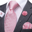 Dubulle Mens Tie and Lapel Pin Paisley Striped Floral Necktie for Men Pocket Square Cufflinks Wedding Party