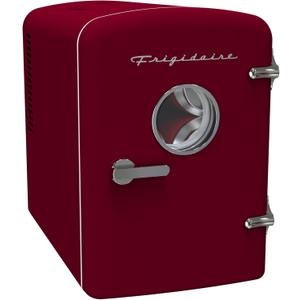 Frigidaire Retro 9-Can Mini Personal Fridge Portable Cooler for Car, Office, Bedroom, Dorm Room, or Cabin, 11.8" D x 7.1" W x 10.1" H, Red