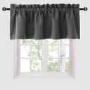 Hiasan Valance Curtains for Kitchen Blackout Thermal Insulated Solid Window Curtain Valance, Dark Grey, 42 x 18 Inches, 1 Panel