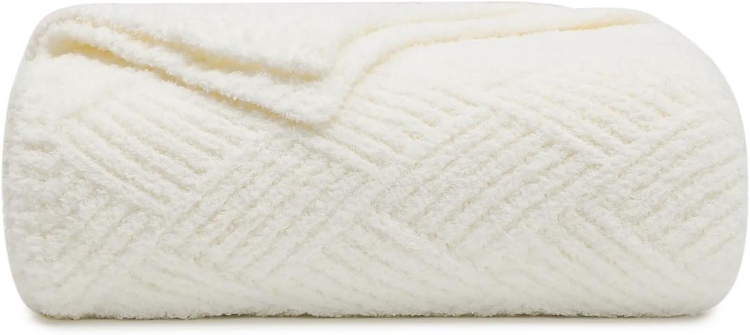 bearberry Super Soft & Fuzzy Minky Throw Blanket Lightweight All-Season - Diamond Stitch Plush Fleece for Couch, Bed, Sofa | Machine Washable Cozy Gift for Women, Men, Home(Cream, 50x60) (Argyle Knit Cream)