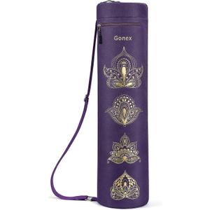 Gonex Yoga Mat Bag, Yoga Mat Carrier Full-Zip Exercise Yoga Mat Carry Bag for Women Men with 2 Multi-Functional Storage Cargo Pockets Extra Wide Adjustable Shoulder Strap (Purple Paisley)