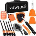 Viewsun Windshield Cleaner Tool, 15Pcs Car Interior Cleaning Kit, Detailing Kit Cleaner, Detailing Brush, Cleaning Gel, Inside Cleaning Supplies Accessories for Trucks, SUVs, RVs Window (Orange)