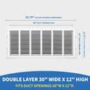30x12 Return Air Grille [Duct Opening Size],Return Air Vent Cover for Wall Or Ceiling,Steel Return Air Filter Grilles Removable Face/Door for 1 Inch Filters (30"W x 12"H [Duct Opening])