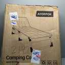 ATORPOK Folding Camping Cot for Adults with Padded Mattress and Pillow, Adjustable Reclining Lounger Sleeping Cot Bed, Ideal for Camping, Travel, Garden, or Office Use, Blue, Single