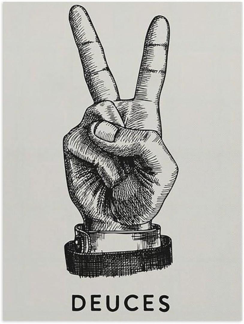 Funny Canvas Bathroom Wall Art Decor Toilet Gestures Deuces Picture Prints Painting for Washroom Unframed 12x16inch(30x40cm) Unframed