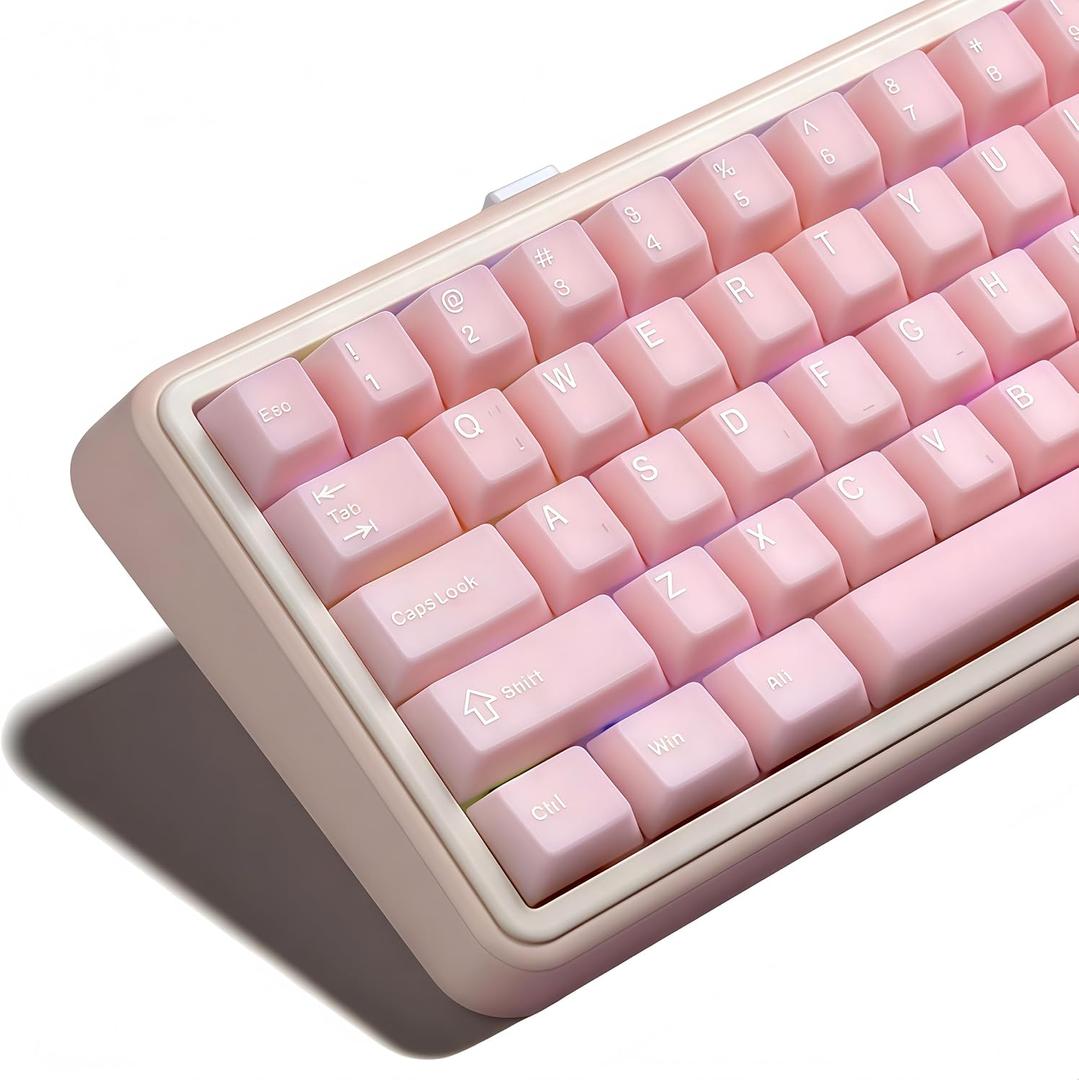 dagaladoo Pink Jade keycaps,Double Shot PBT keycaps Crystal Set,Ceramic Custom Keycap Translucent,Cherry Profile Key caps for 60%/65%/75%/TKL/96%/100% US Layout Mechanical Keyboard(121keys)