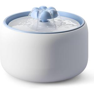 WOPET Ceramic Cat Water Fountain W03 Lite3L/101oz Ceramic Pet FountainAutomatic Water Fountain for Cats & Dogs, Fashion Cat Fountain with Ultra-Quiet Pump and Filter & Sponge White Blue