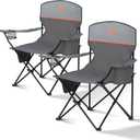 ALPHA CAMP Folding Camping Chairs for Adults Lawn Chairs Outdoor Chairs Support 250 LBS Portable Camp Chairs with Cup Holders Cooler Pouch for Outdoor, 2 Pack (Gray) (Grey)