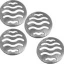 NGe 4Pcs Silver Tone 304 Stainless Steel Round Floor Drain Cover Drain Protection Cover 2.5 Inch 5 Holes