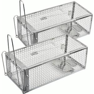 Anyhall 1-Pack Chipmunk Traps Humane Live Mouse Rat Cage Traps for Indoor and Outdoor Use (Silver)