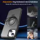 Hocase for iPhone 14/13 Case 6.1", with Magnetic Ring Stand [Compatible with MagSafe] [Military Grade Protection] Slim Shockproof Translucent Protective Phone Case - Black
