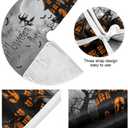 Happy Halloween Black Castle Christmas Tree Skirt Decorations Spooky Pumpkin Witch Bat Ghost Xmas Tree Mat 36 inch for Holiday Party Supplies Rustic Ornaments Mini Tree Skirt