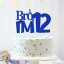 Glitter Bro I'm 12 Cake Topper, Official 12 Pre-Teen Happy 12th Birthday Cake Topper, Boys Funny 12th Birthday Party Decorations Blue