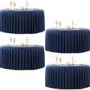 4 Pack Navy Blue Round Tablecloth 60 inch Stretch Spandex Fitted Table Cloth 5FT Round Banquet Tablecloths Wrinkle Free Table Cover Stitch Circle Tablecloth with Ruffle Skirt for Party Wedding