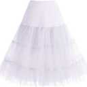 Bbonlinedress Women's 50s Petticoat Skirt Vintage Tutu Crinoline Underskirt 25" (White) S