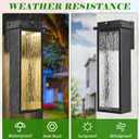 Black LED Dusk to Dawn Outdoor Lighting 2 Packs, 16" Large Outside Farmhouse Wall Lantern, Industrial Porch Wall Mount Light Fixture with Rippled Glass, Waterproof Modern Exterior Sconce Lamp