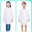 Unittype 6 Set 66 Pcs White Kids Lab Coats Bulk Children Girl Doctor Scientist Costume Lab Coat Goggles Test Tube Eyedropper(M)