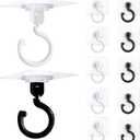 12Pcs Adhesive Ceiling Hooks Heavy Duty No Drill 360 Rotating, Swivel Utility Strong Self Sticker Wall Hook Sticky Under Cabinet for Hanging Purse Bag Small Plant Hanger, 3Inch Waterproof, BlackWhite