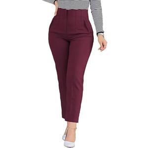 Womens Straight Leg Pants 2026 High Waisted Stretchy Business Casual Work Pants Dress Office Trousers with Pockets (Medium, Burgundy)
