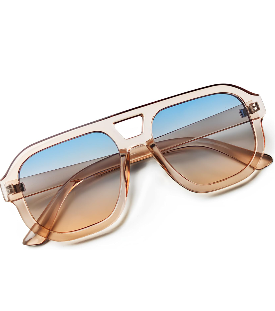 livho Trendy Polarized Square Aviator Sunglasses Women Men Square Eyewear Frame, Retro Sun Glasses for Women Men 2025 Shades