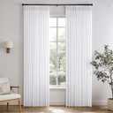 Memory Trained Pinch Pleated Curtains 96 Inches Long, Viral Linen Pinch Pleat Sheer Curtains with Ring Hooks&Clips for Track System Living Room, White Light Filtering Privacy Curtain 2 Panel Set