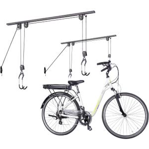 Bike Hoist- Heavy Duty for Space Saving - Road, Commuter & Mountain Bikes, Holds Kayaks & Ladders - No-Hassle Installation for Quick & Easy Access