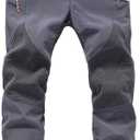 Gash Hao Men's Snow Ski Waterproof Softshell Snowboard Pants Outdoor Hiking Fleece Lined Zipper Bottom Leg (32W x 28L, Grey)