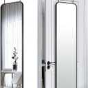 47x14 Mirror Rectangle Full Body Length Door Hanging Wall Mounted Metal Aluminum Alloy Frame Dressing Make-up Mirrors for Entryway Bedroom Bathroom Living Room 47 14 inch Black