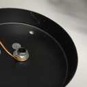 Industrial Drum Chandeliers, Modern Black Metal Pendant Lighting Walnut Wood Grain 4-Ligth Semi Flush Mount Chandelier 12" for Foyer Entryway Kitchen Hallway Dining Room