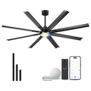 72 Inch Ceiling Fan With Light,Industrial Ceiling Fan With 8 Aluminium Metal Blades,Smart Fan Work with Alexa,Garage Indoor/Outdoor Fan For Living Room and Patio,CF04BK-72