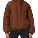Amazon Essentials Women's Relaxed-Fit Mock-Neck Short Puffer Jacket (Previously Daily Ritual), Deep Brown, 2X