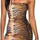 Sexy Leopard Print Sleeveless Bodycon Going Out Cheetah Print Dress Summer Mini Dress Tiger Print Dress L