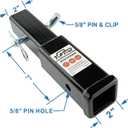 TOPTOW Hitch Extender, Fits for 2 inch Receiver, 7 inch Extension Length, with 5/8 inch Hitch Pin (black)