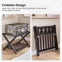 Smuxee Fully Assembled Brown Luggage Racks Pack of 2, Upgraded Bamboo Foldable Suitcase Stand with 5 Nylon Straps, Luggage Holder with Shelf for Guest Room Bedroom Hotel