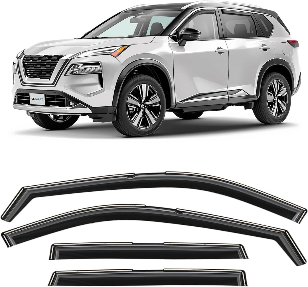 CLIM ART in-Channel Incredibly Durable Rain Guards for Nissan Rogue 2021-2025, Original Window Deflectors, Vent Window Visors, Vent Deflector, 4 pcs. - 621413