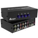 Fosmon 4-Way RCA Splitter & AV Switcher, 4 in (Female) 1 Out (Female) Audio Video Stereo Selector Switch Box with RCA Composite AV Patch Cable 2.6FT (1 Set) for HDTV, STB, Game Consoles